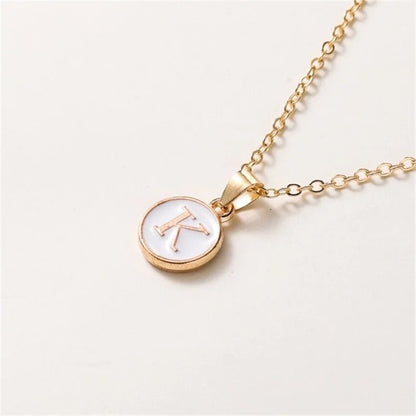 Gold Accented Circle Letter Initial Necklace - Veinci