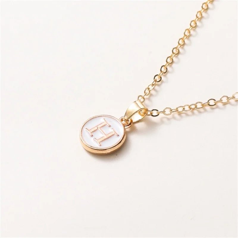 Gold Accented Circle Letter Initial Necklace - Veinci