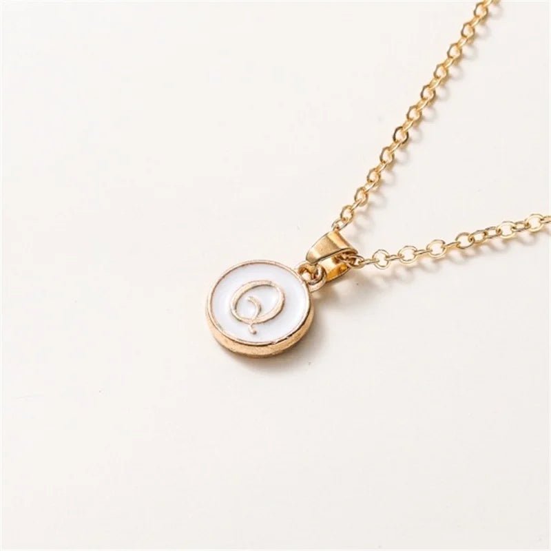 Gold Accented Circle Letter Initial Necklace - Veinci