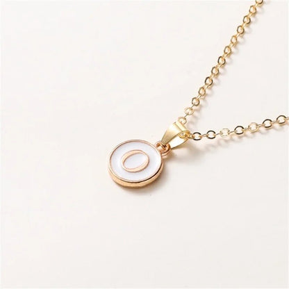 Gold Accented Circle Letter Initial Necklace - Veinci