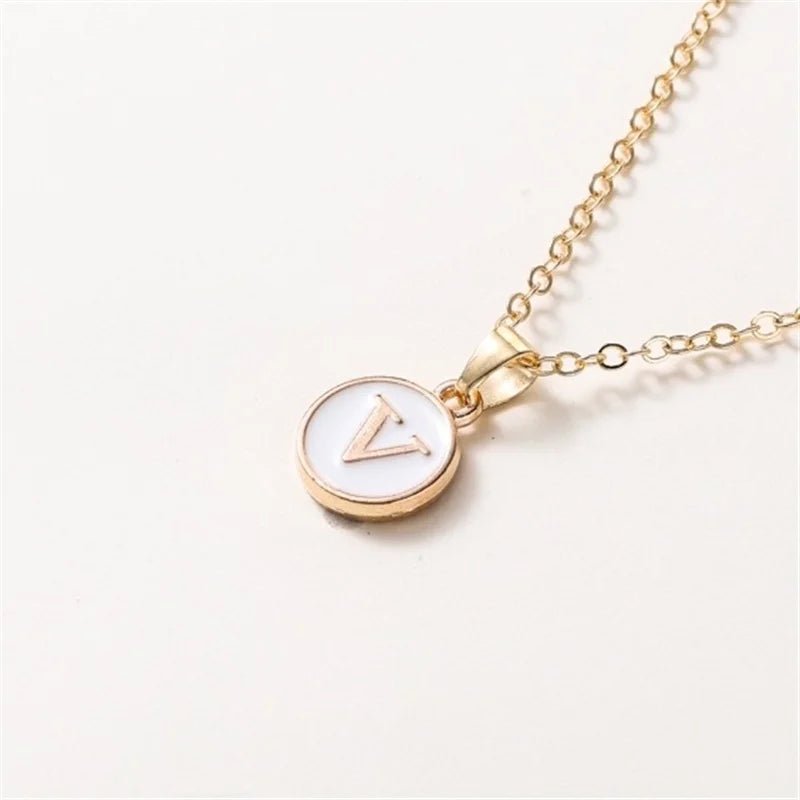 Gold Accented Circle Letter Initial Necklace - Veinci