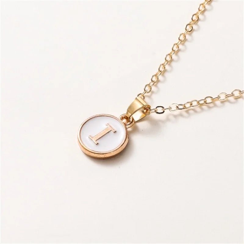 Gold Accented Circle Letter Initial Necklace - Veinci