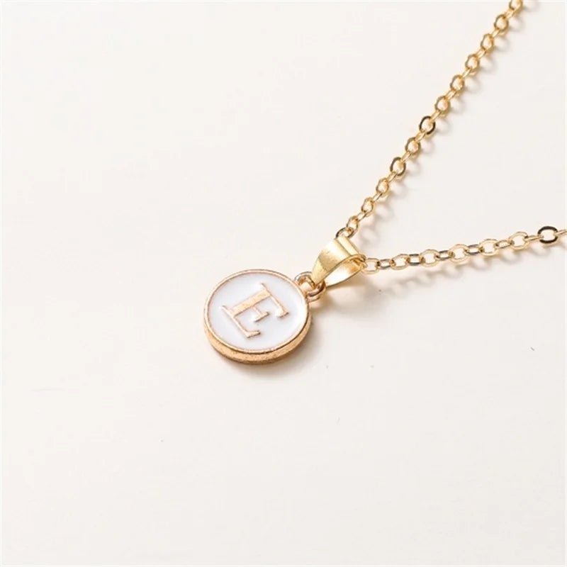 Gold Accented Circle Letter Initial Necklace - Veinci