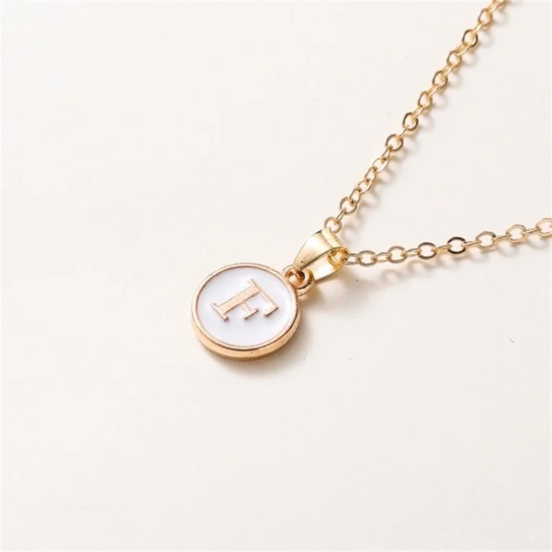 Gold Accented Circle Letter Initial Necklace - Veinci