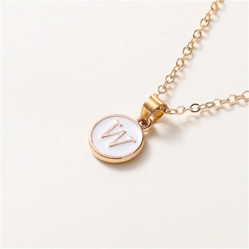 Gold Accented Circle Letter Initial Necklace - Veinci