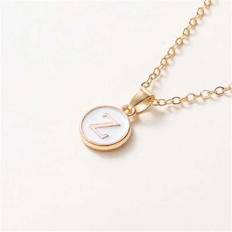 Gold Accented Circle Letter Initial Necklace - Veinci