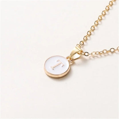 Gold Accented Circle Letter Initial Necklace - Veinci