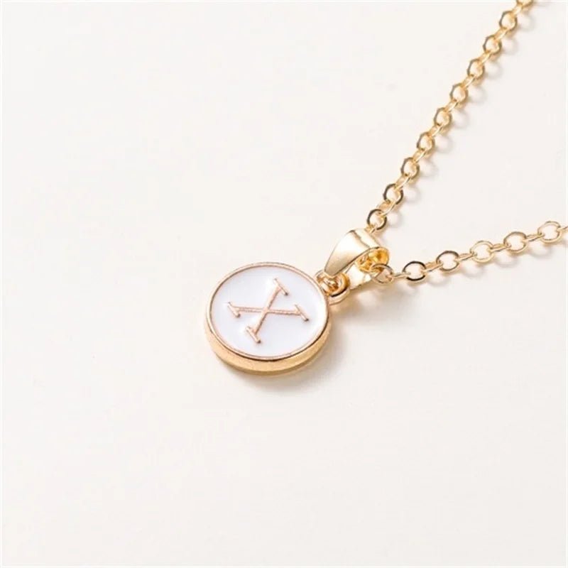 Gold Accented Circle Letter Initial Necklace - Veinci