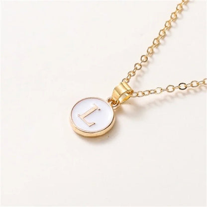 Gold Accented Circle Letter Initial Necklace - Veinci