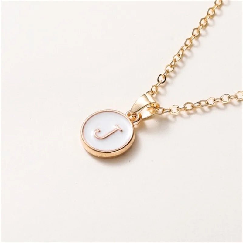 Gold Accented Circle Letter Initial Necklace - Veinci