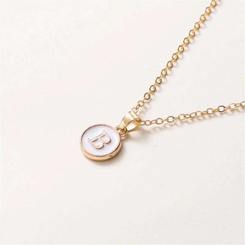 Gold Accented Circle Letter Initial Necklace - Veinci