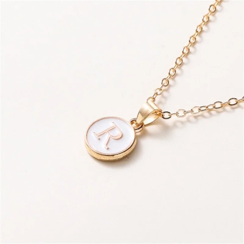 Gold Accented Circle Letter Initial Necklace - Veinci