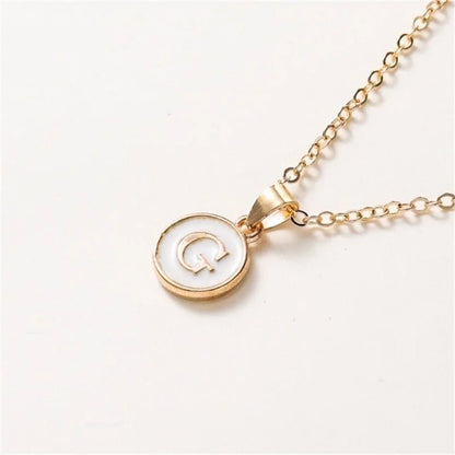 Gold Accented Circle Letter Initial Necklace - Veinci