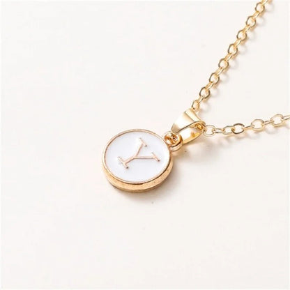 Gold Accented Circle Letter Initial Necklace - Veinci