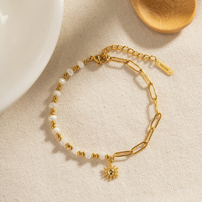 Golden Paperclip Boho Sun Bracelet - Veinci