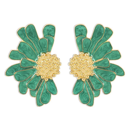 Half Flower Enamel Earrings - Veinci