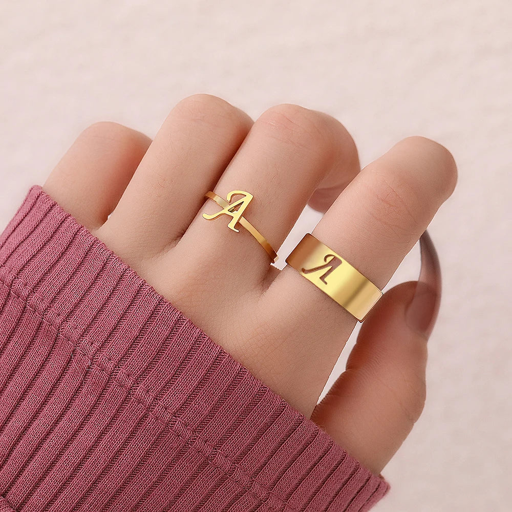 Adjustable Couples Matching Letter Rings - Veinci