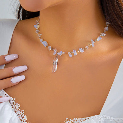 Ice Crystal Stone Choker Necklace - Veinci