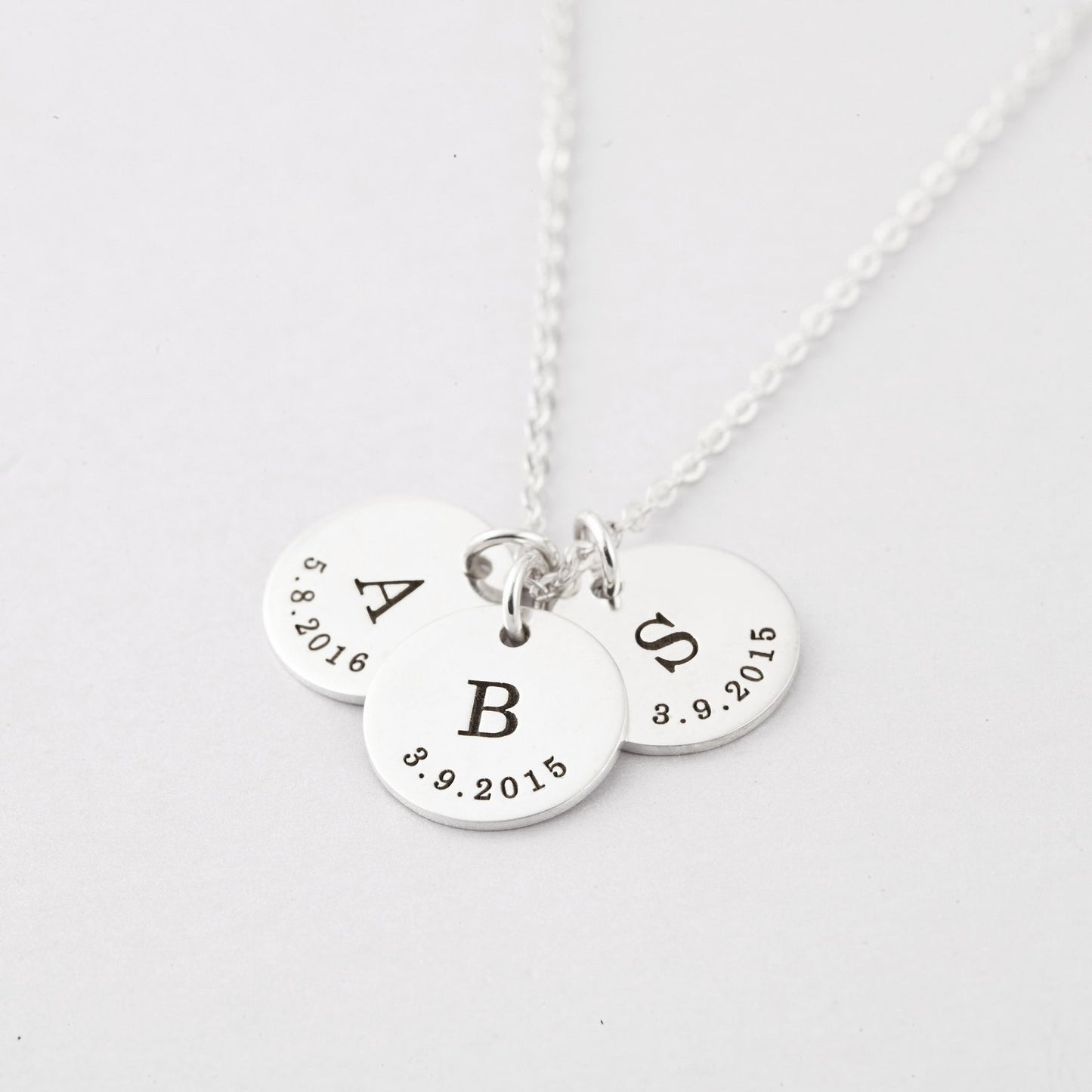 Dainty Personalized Disc Initial & Date Necklace