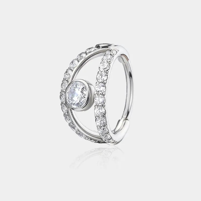 20G Double Band Pave Nose Ring