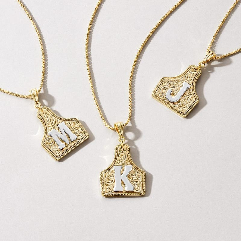 14k Elegant Cowgirl Initial Necklace