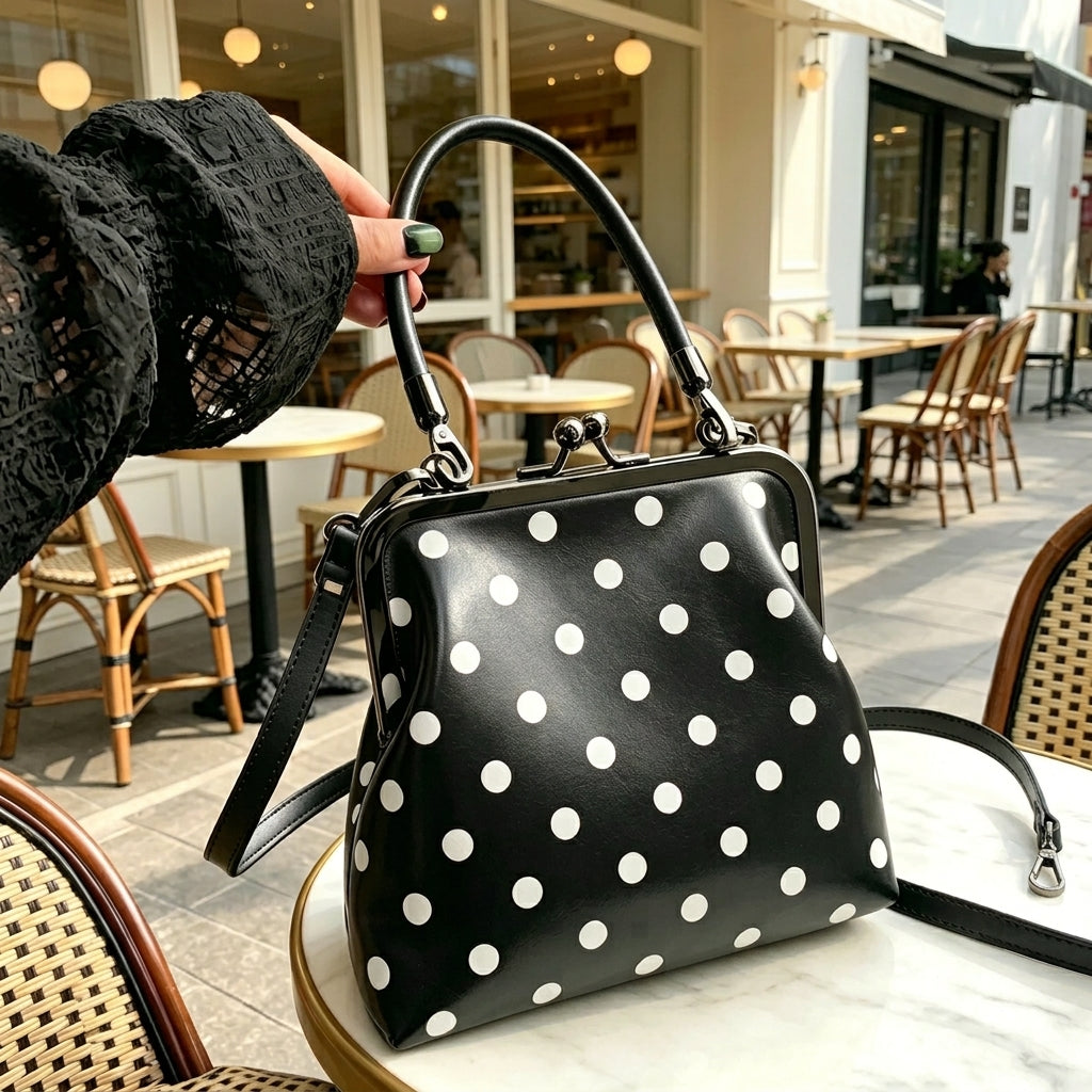 Vintage Inspired Kiss-Lock Satchel Bag