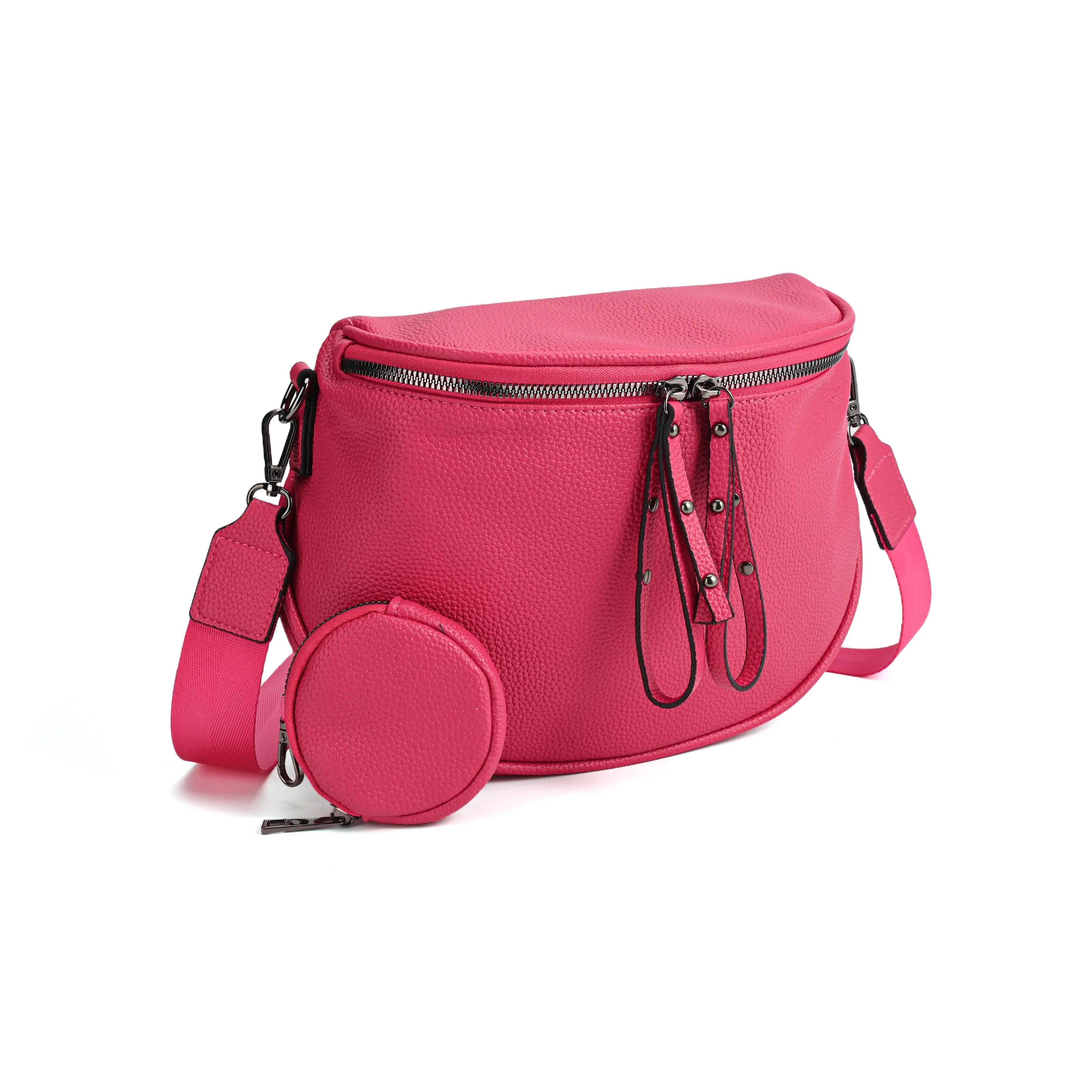 Half-Moon Cross Body Bag With Detachable Pouch