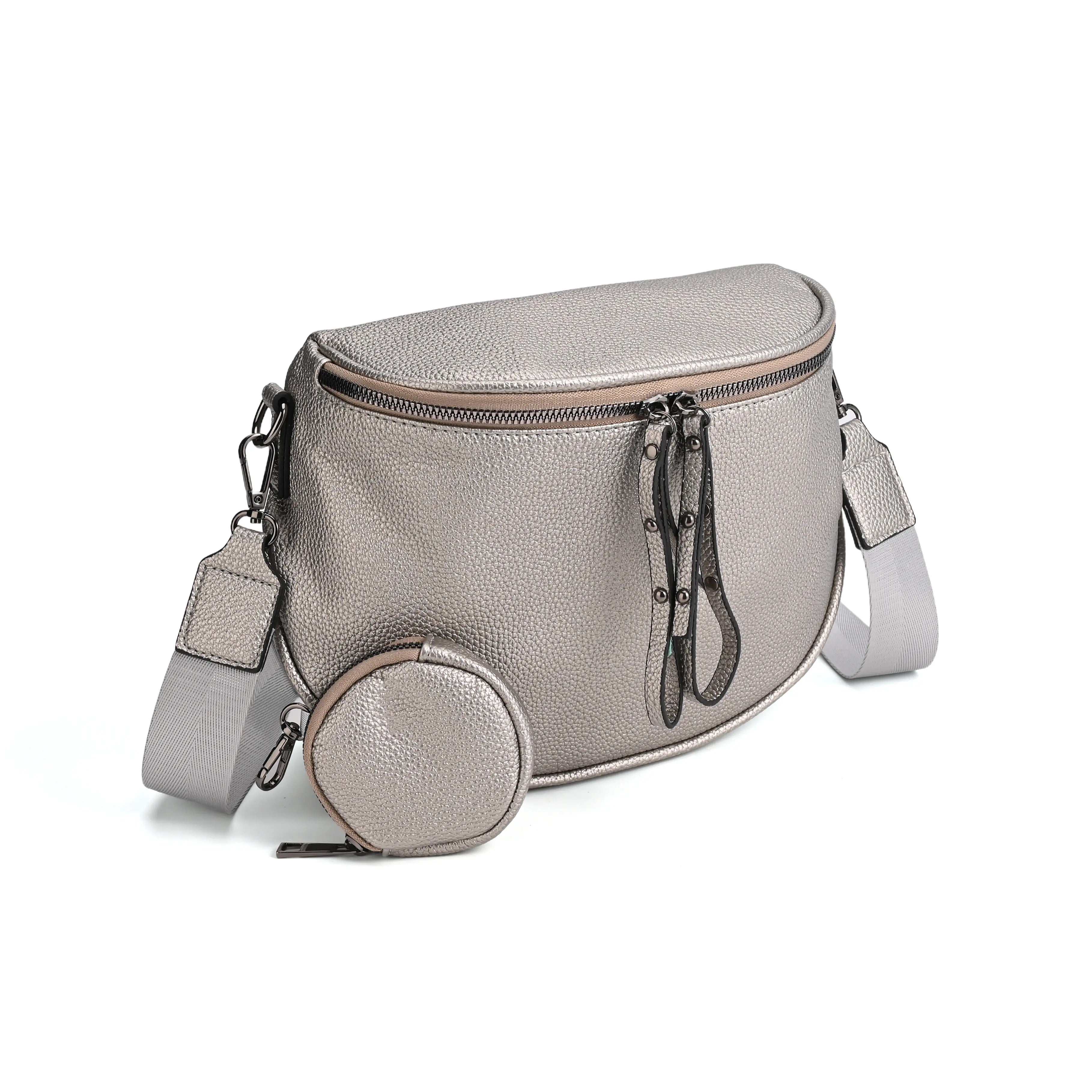 Half-Moon Cross Body Bag With Detachable Pouch