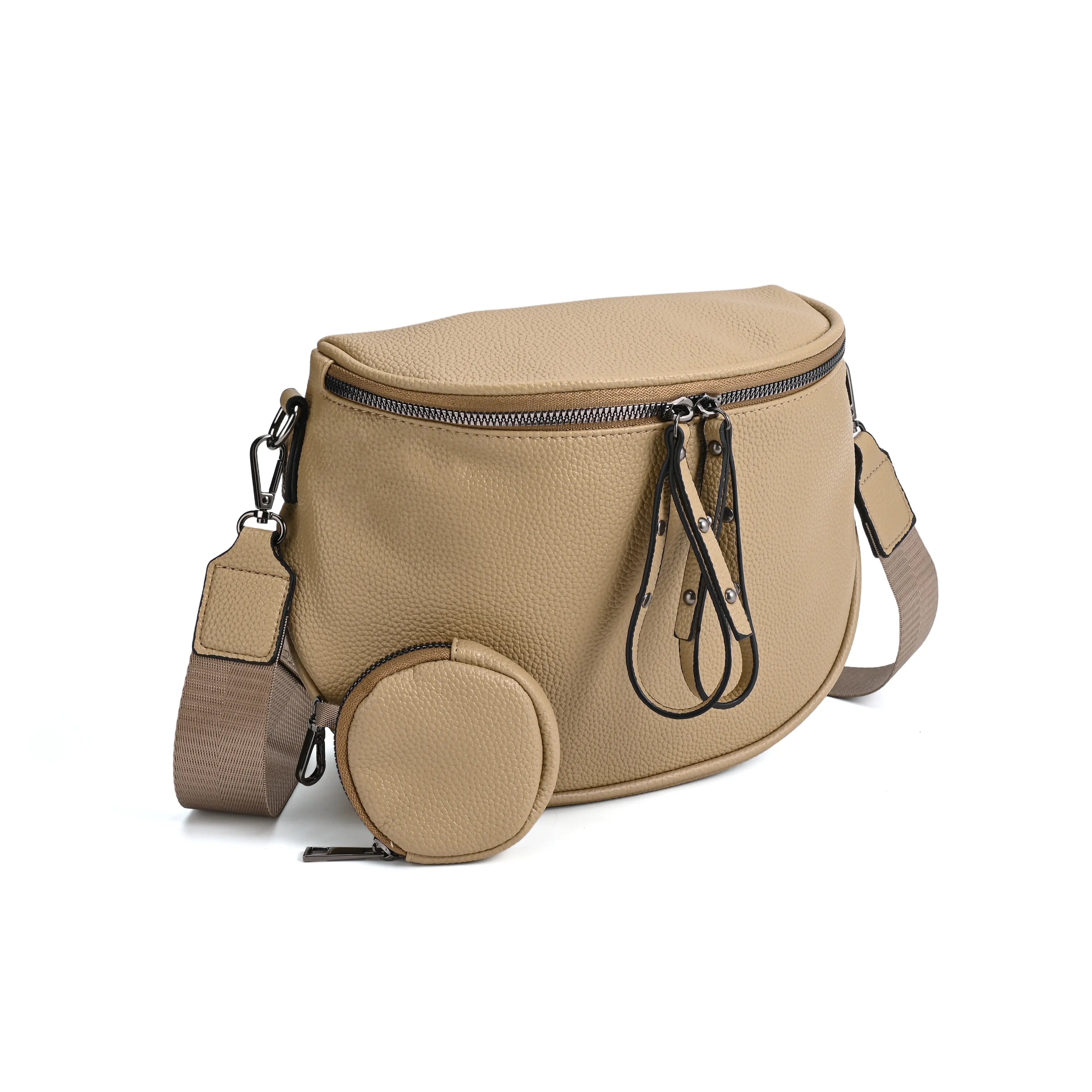 Half-Moon Cross Body Bag With Detachable Pouch