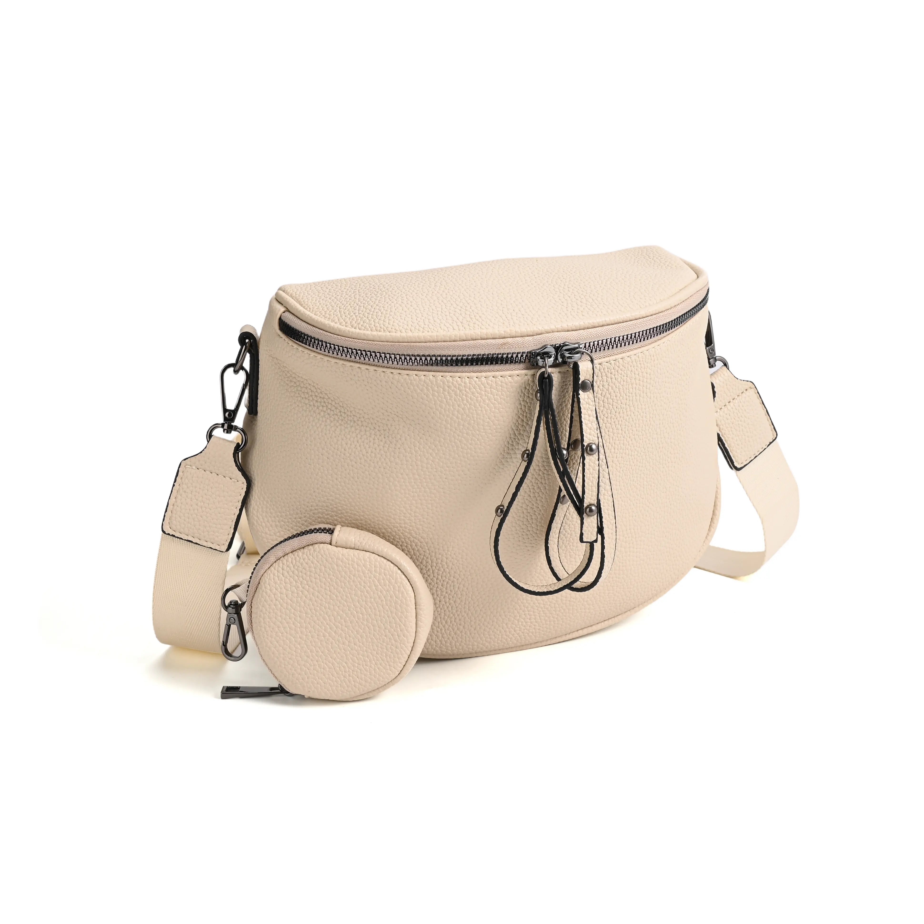 Half-Moon Cross Body Bag With Detachable Pouch
