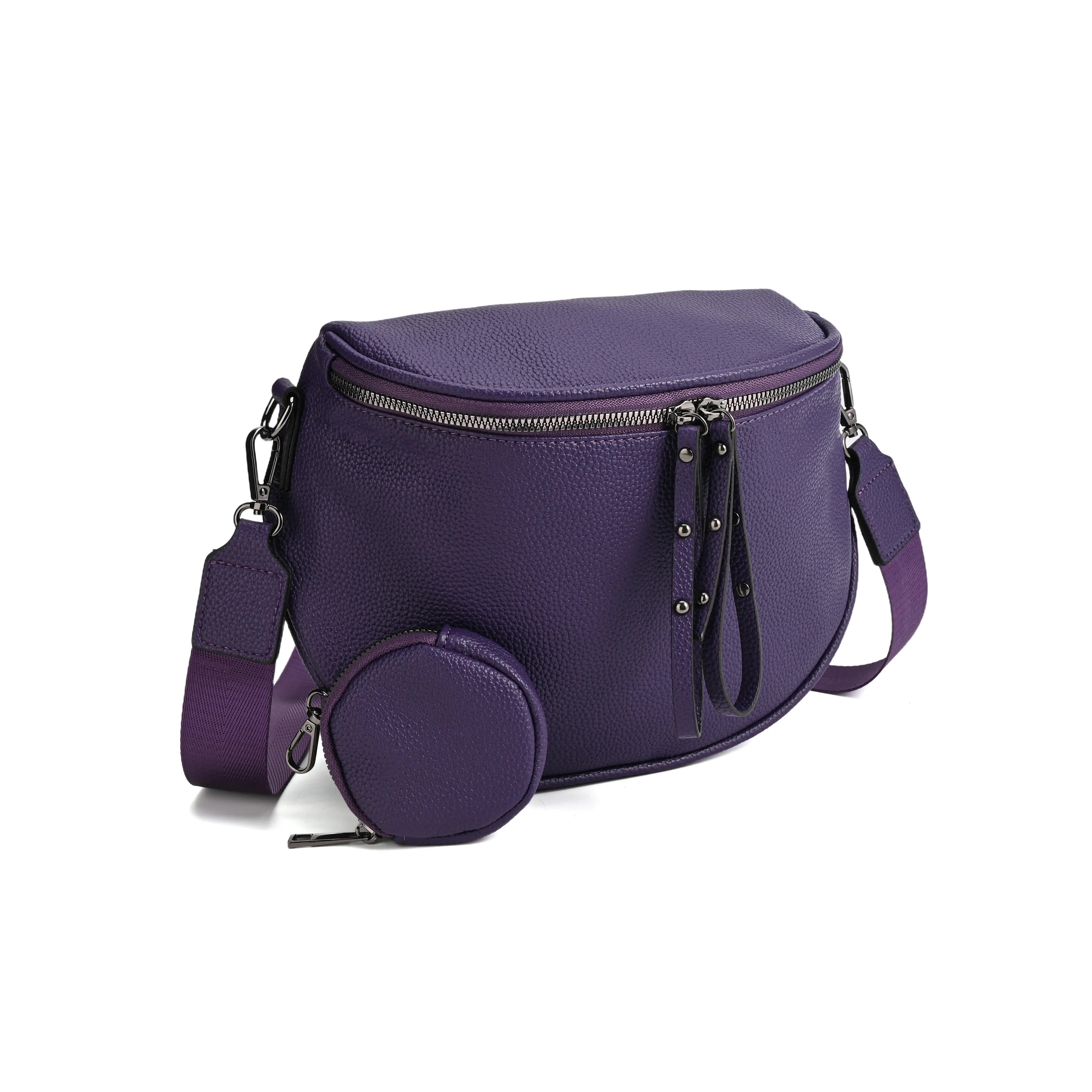 Half-Moon Cross Body Bag With Detachable Pouch
