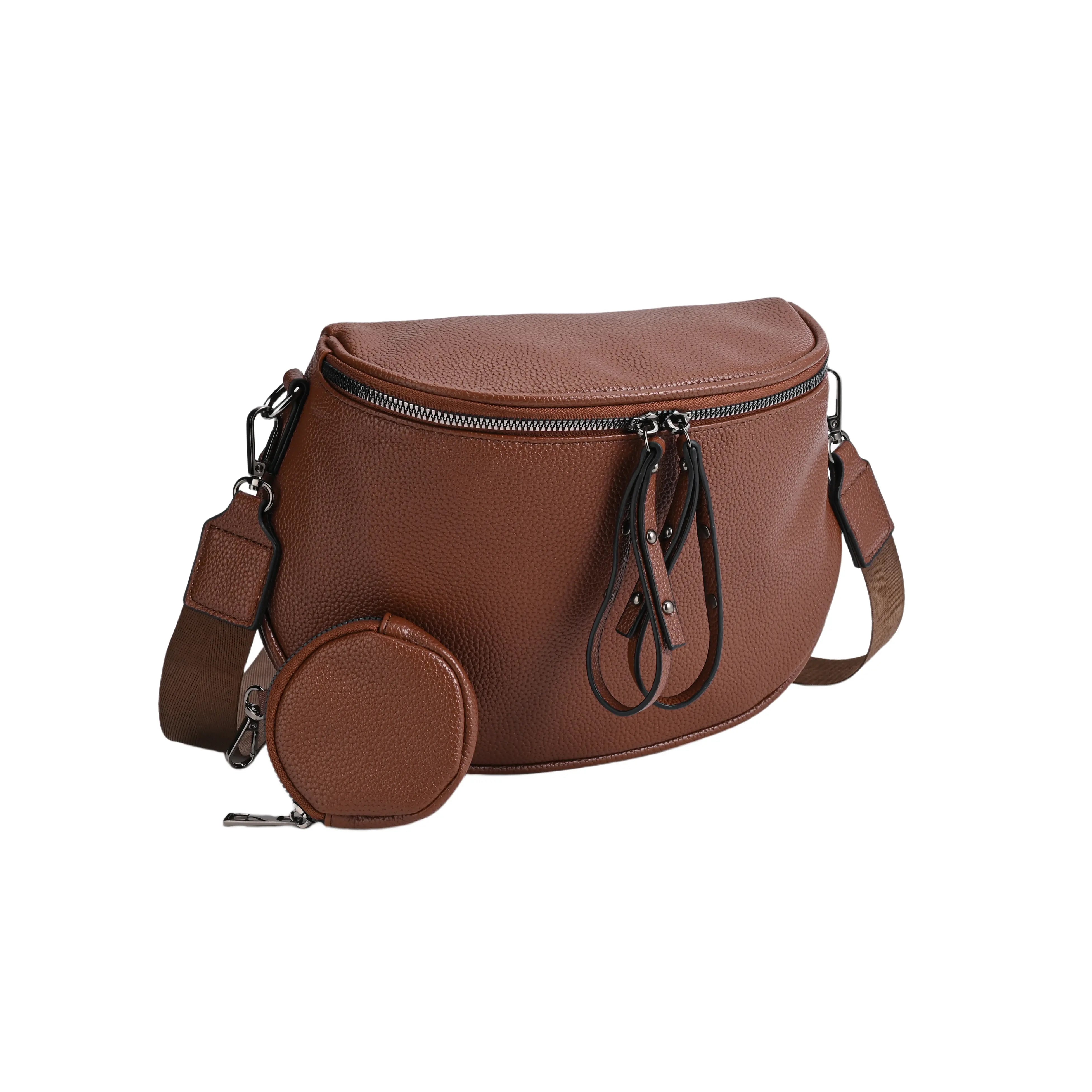 Half-Moon Cross Body Bag With Detachable Pouch