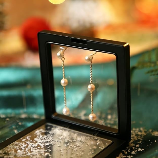14k Modern Triple Drop Pearl Earrings