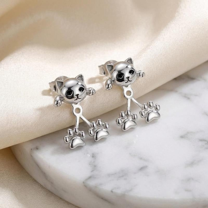 S925 Cute Cat Paw Earrings