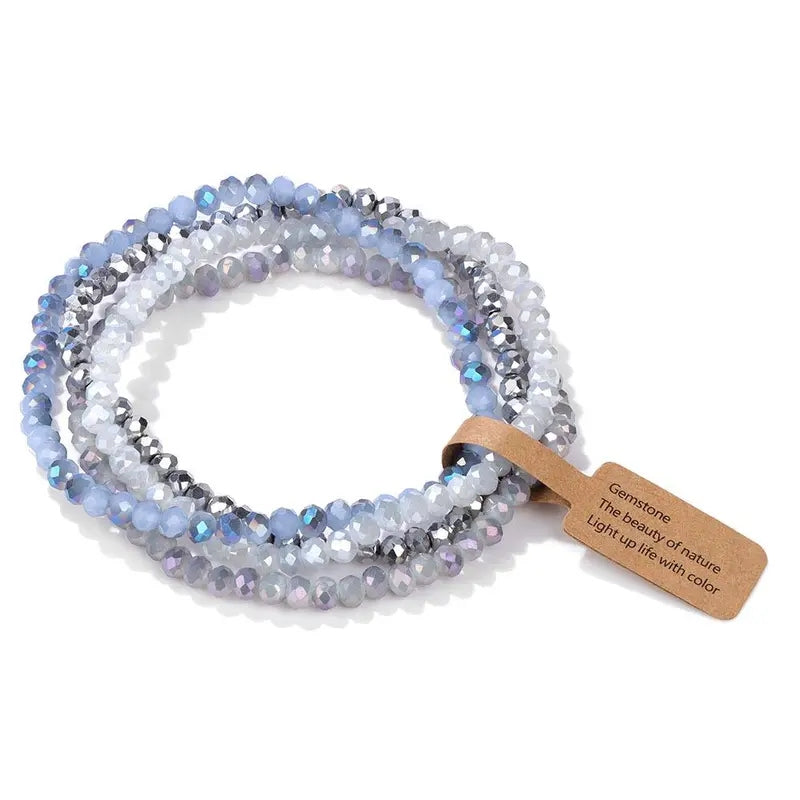 4pc Boho Glass Crystal Bracelet Set