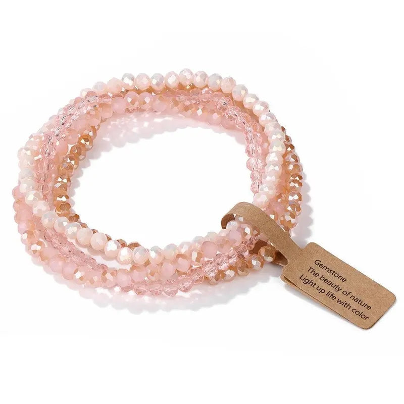 4pc Boho Glass Crystal Bracelet Set