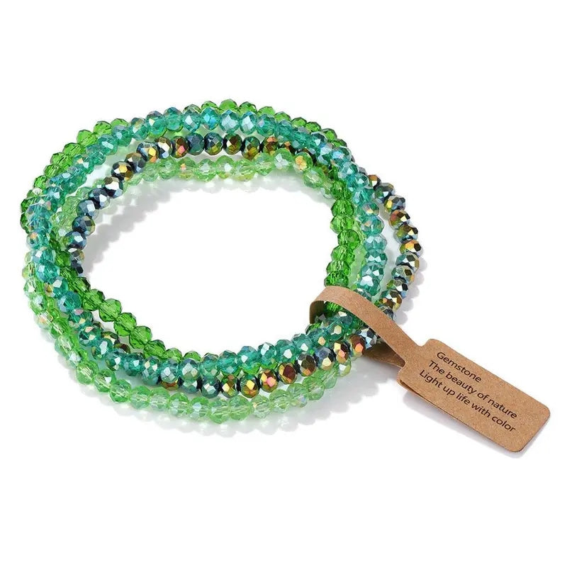 4pc Boho Glass Crystal Bracelet Set