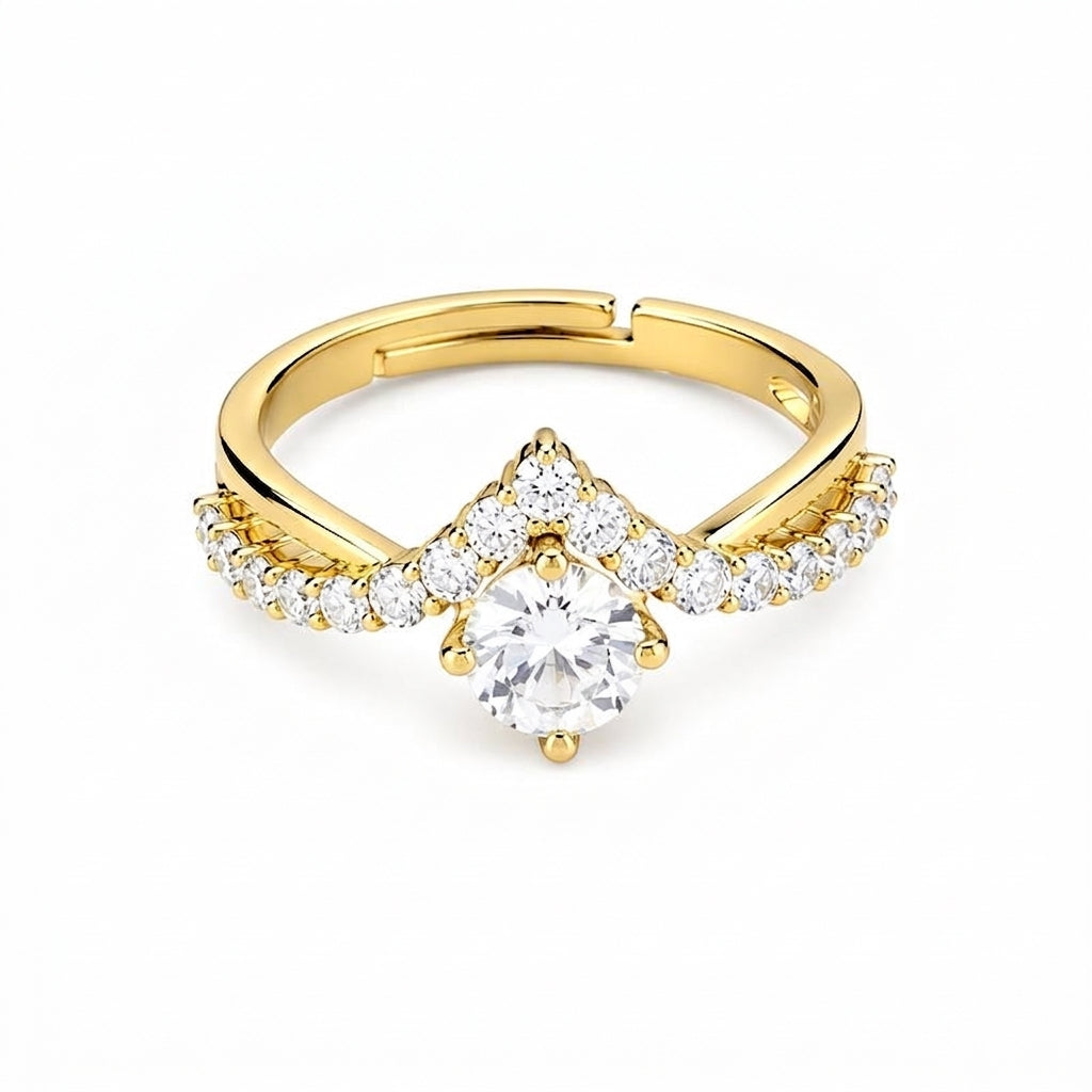 Adjustable Split Shank Pave Chevron Ring