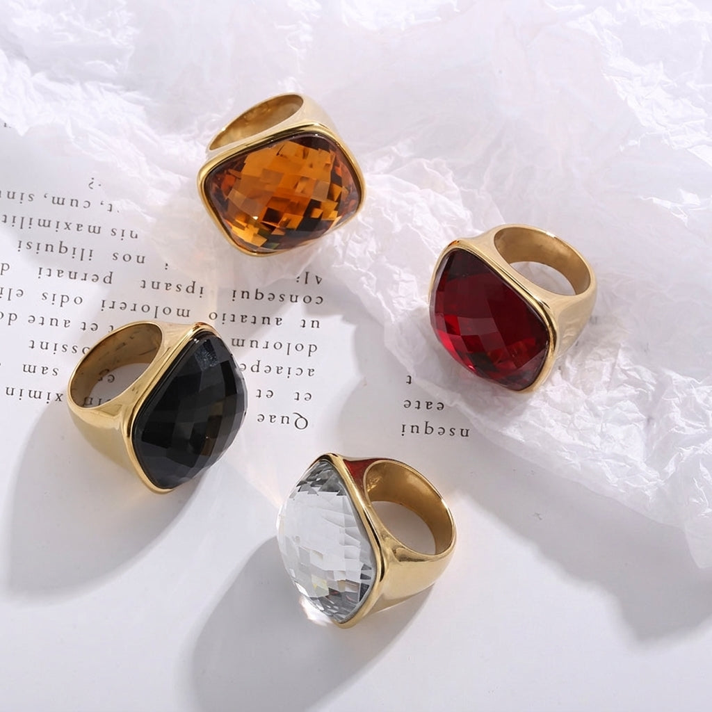Boho Crystal Square Ring
