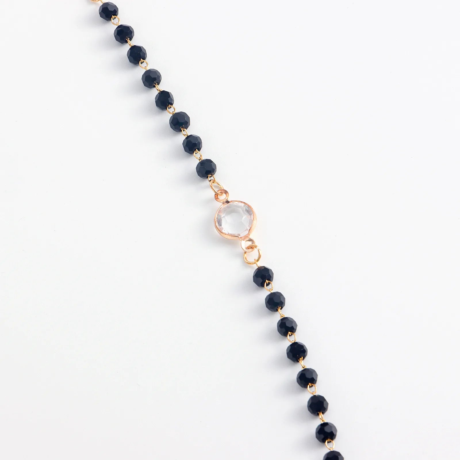 Layered Black Crystal Necklace - Veinci