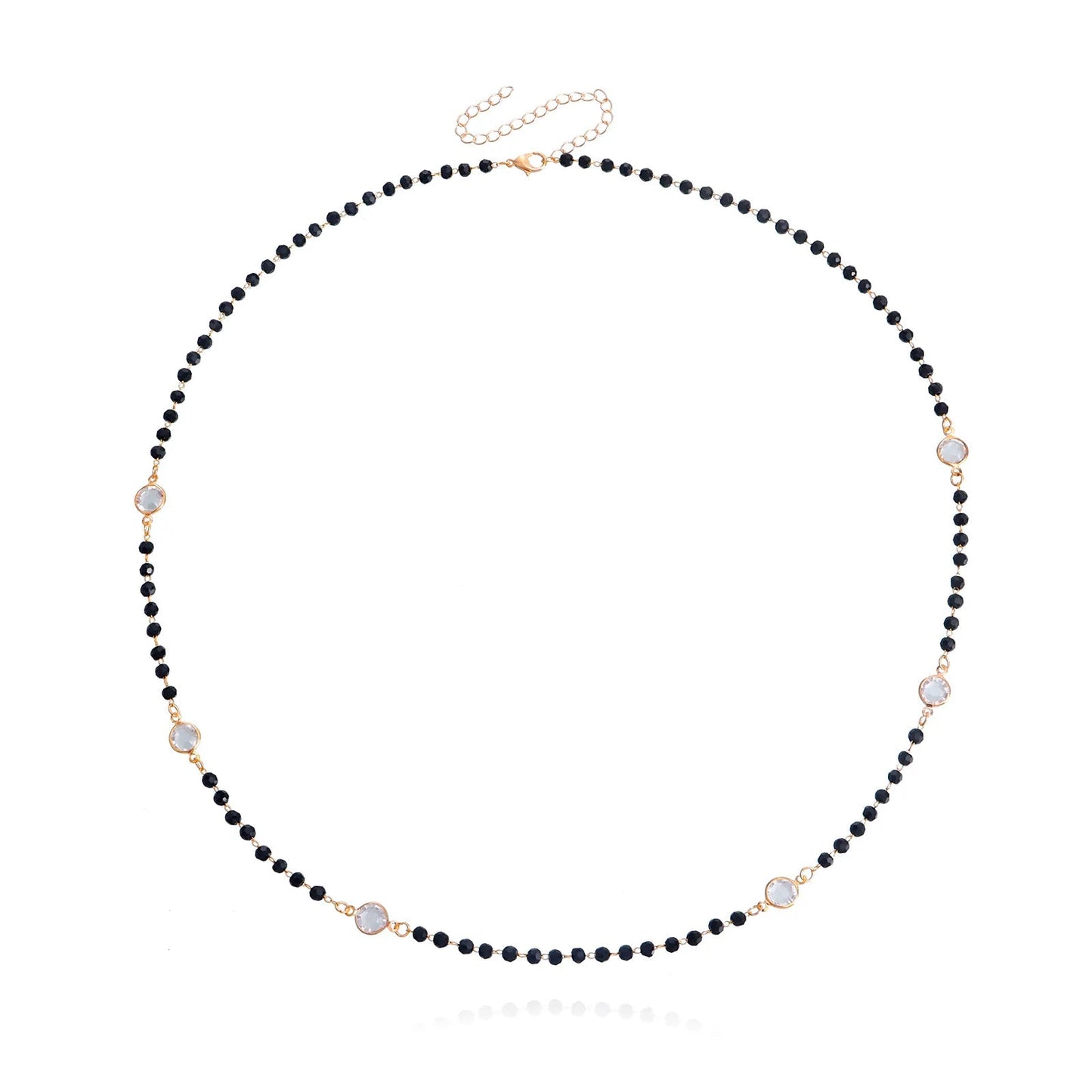 Layered Black Crystal Necklace - Veinci