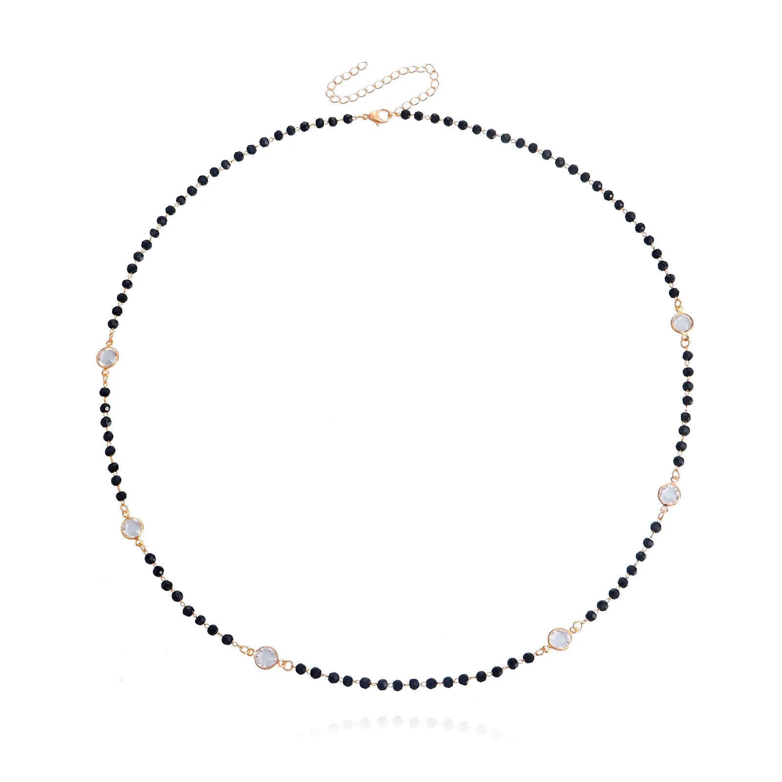 Layered Black Crystal Necklace - Veinci