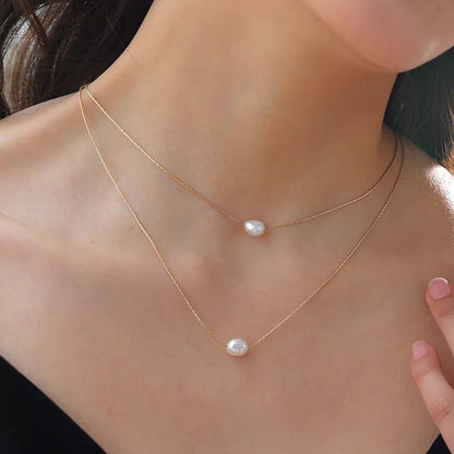 Layered Dainty Strung Pearls Necklace - Veinci