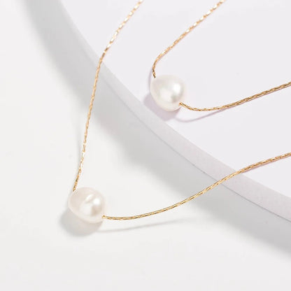 Layered Dainty Strung Pearls Necklace - Veinci