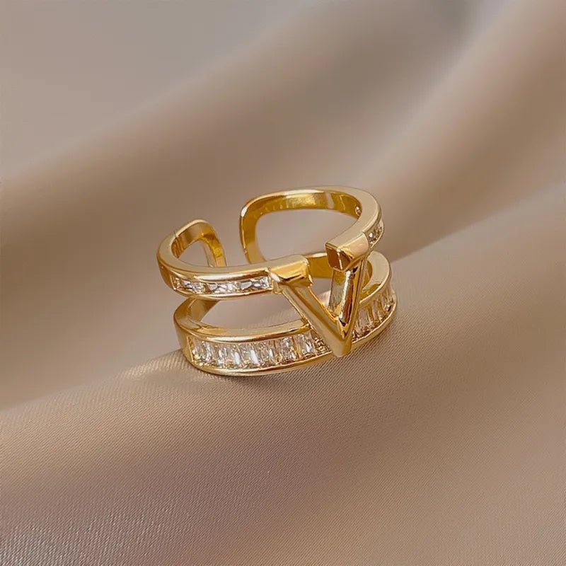 Layered "V" Diamond Ring - Veinci