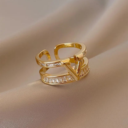 Layered "V" Diamond Ring - Veinci