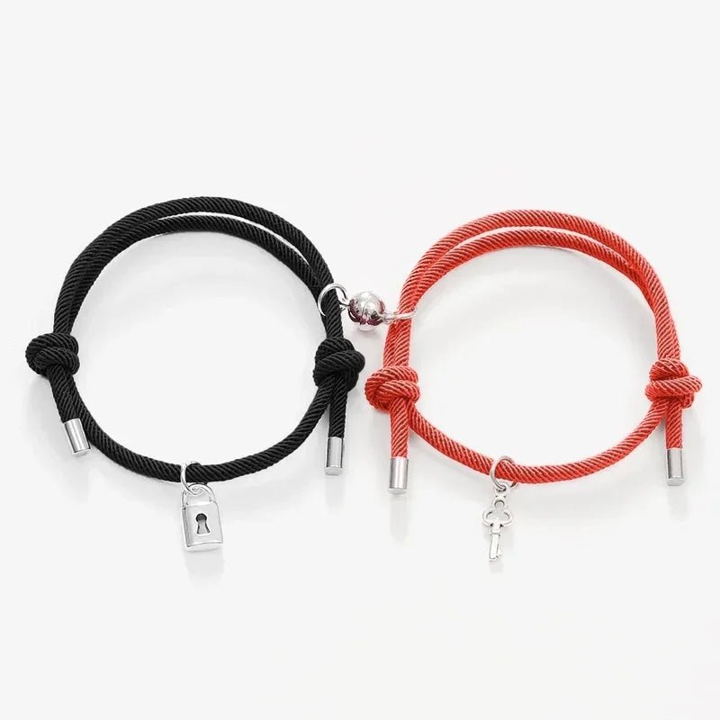 Lock and Key Magnetic Rope Bracelet Set - Veinci