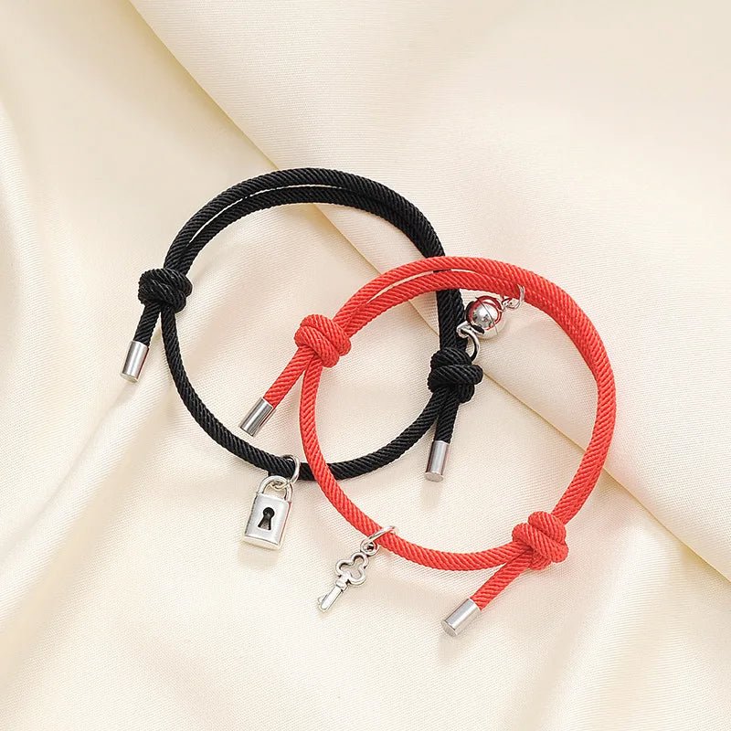 Lock and Key Magnetic Rope Bracelet Set - Veinci