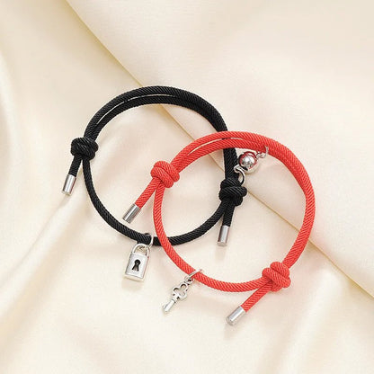 Lock and Key Magnetic Rope Bracelet Set - Veinci