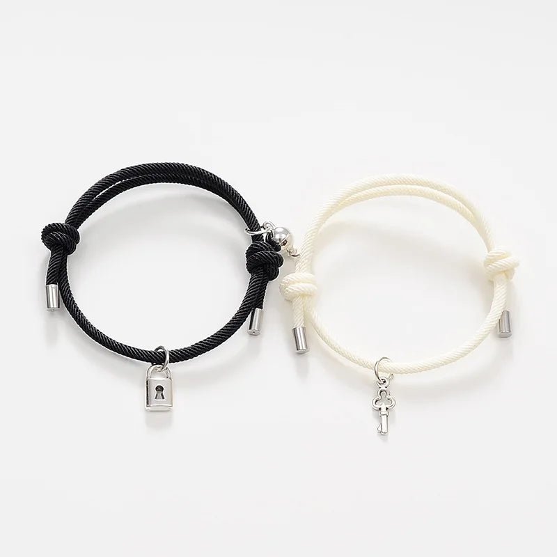 Lock and Key Magnetic Rope Bracelet Set - Veinci